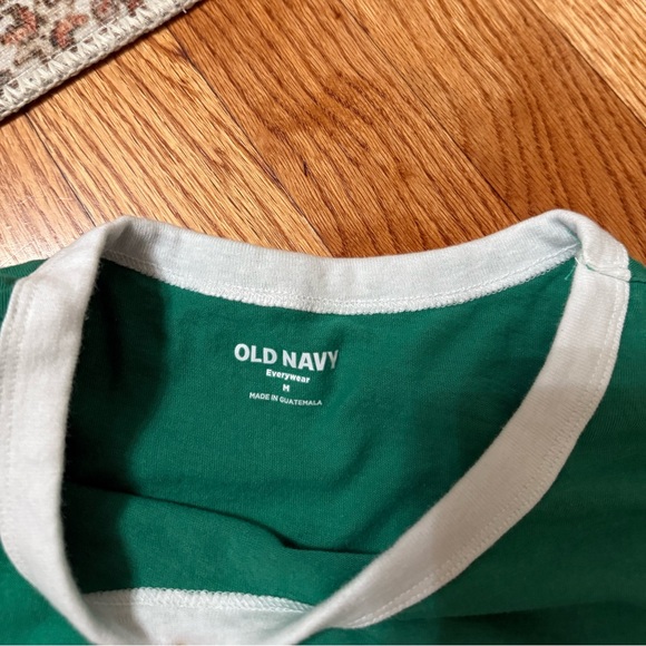 Old Navy Green Tee with White Ringer Trim - Picture 2 of 3